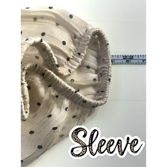 Roz & Ali Womens XL Polka Dot Blouse Beige Tie Neck 3/4 Sleeve Bubble Hem Top - Picture 12 of 15